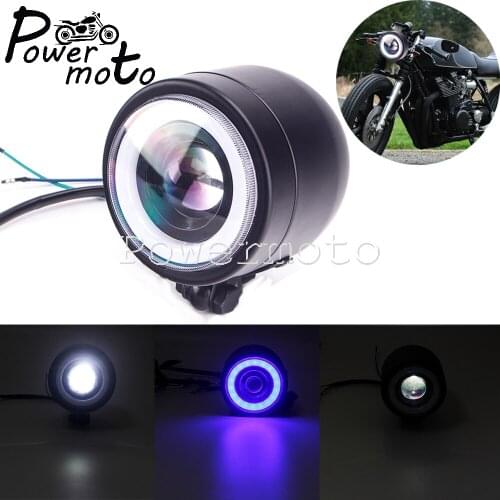 Motorcycle Dominator Single Angel Eye DRL Running Lamp LED Headlight For Harley Softail Dyna Sportster Chopper Bobber Cafe Racer