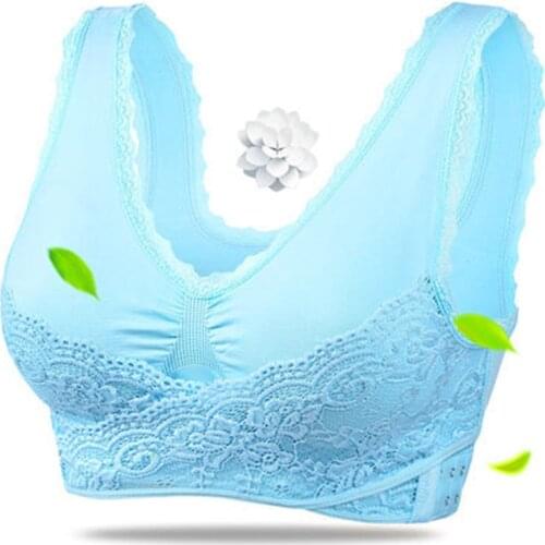 Pure Cotton Slim Underwear Solid Color Breathable Bra Seamless Sexy Lace Sling Top M~XL Size Womens Fitness Bra