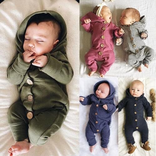 2020 New Hot Fashion Babies Long Sleeve Fashion Hooded Toddler Infant Baby Boy Girl Kids Cotton Romper Jumpsuit Clothes Outfit