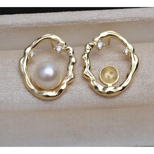 New Hot 925 Sterling Silver Earrings Findings Mountings Settings Jewelry Parts Fittings for Coral Jade Agate Beads Crystal