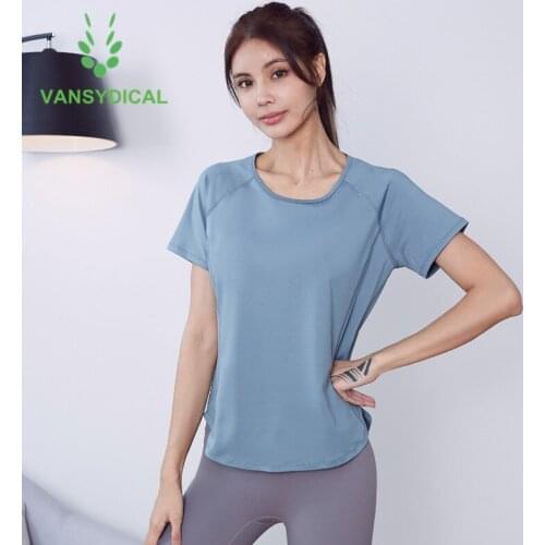 New Women Summer Sports Running T-shirts Loose Gym Yoga Shirts Top Quick Dry Sportswear Fitness Training Workout Short Sleeve