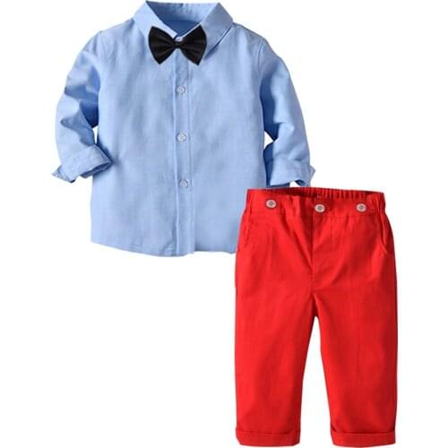 Baby Clothes Childrens Suits 2Pcs/Set Kids Baby Boys Business Suit Plaid Shirt+ Pants Set For Boys For Formal Party 1-6 Age