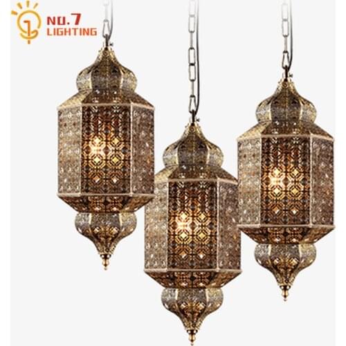 Southeast Asian Pendant Lights Hollow Out Retro Vintage Hanging Light Fixtures Led G4 Home Decor Loft Bar Coffee Restaurant