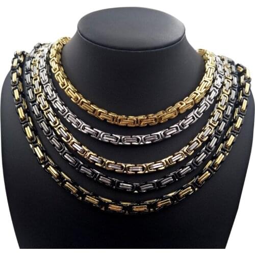 304 Stainless Steel Polished Back Chain Fashion European and American Titanium Steel Jewelry Byzantine EmperorJewelry Necklace