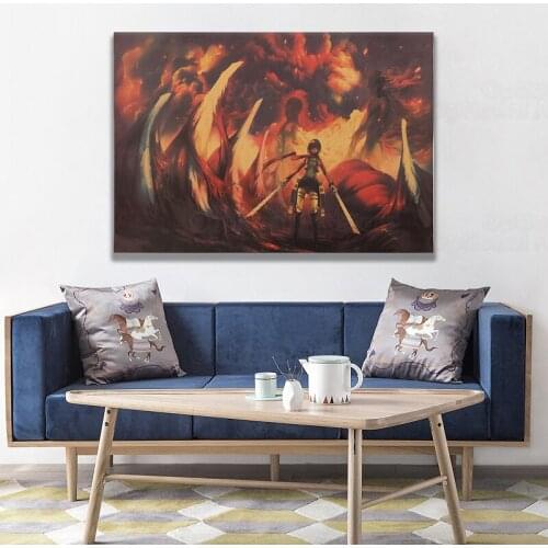 Attack on Titan Retro canvas poster Anime Posters Vintage Living Room Poster Home Decoration Wall Sticker Painting