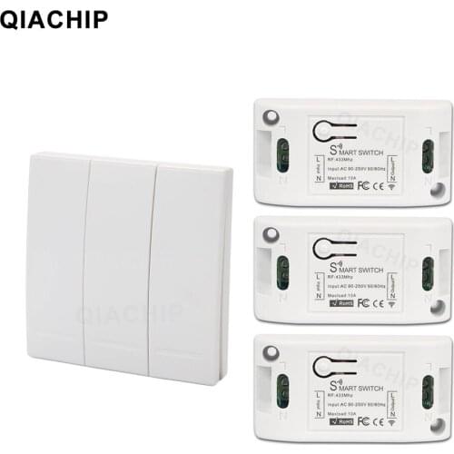 QIACHIP 433 Mhz Universal Wireless Remote Control Wall Switch Light Remote Control Switch Receiver Relay Module LED Light Lamp