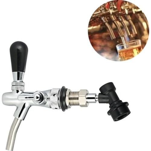 Adjustable Flows Chrome Draft Beer Tap G5/8 Shank Long Stem Home Brew Beer Keg Taps with Ball Lock Disconnect