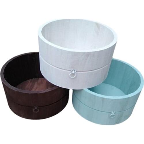 Baby Photography Props Wooden Basin Newborn Infants Pose Auxiliary Round Basket 69HE