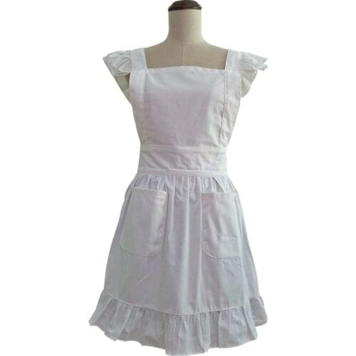 Cute Lovely Cotton Retro Kitchen Cooking Aprons For Women Girls Vintage Baking Sexy Victorian Apron With Pockets