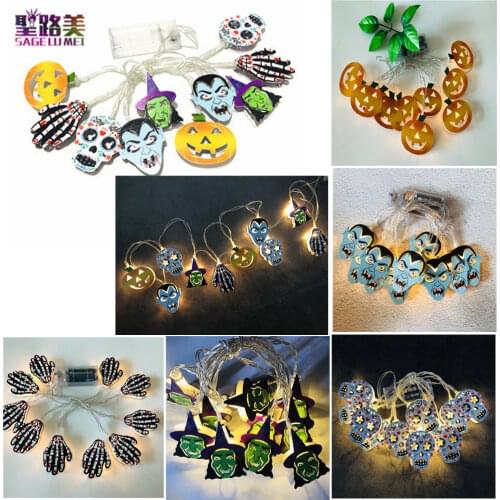 1.6m/3m 10/20Led Halloween Pumpkin Witch Grimace Skeletons Led Light String Festival Bar Home Party Decor Halloween Decoration