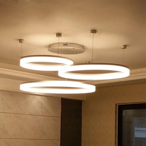Led modeling living room art light circular simple restaurant lights bedroom creative exhibition hall custom acrylic chandeliers