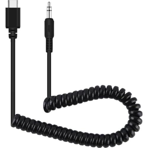 Spring Coiled Cable Live Microphone Audio Adapter 3.5mm TRRS Male to Type-C/USB-C Male for Smartphones DJI OSMO Pocket