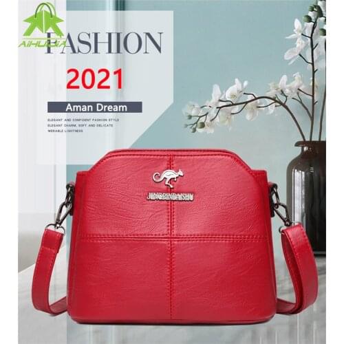 High Quality 3 Layers Pu Leather Shoulder Crossbody Bags for Women 2021 Ladies Hand Cross Body Bag Woman Purses and Handbags Sac