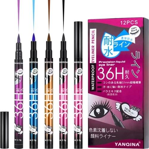 YANQINA 1pcs Black Waterproof Liquid Eyeliner Pencil No Dizzy Liner Pen Cosmetics Eye Makeup Beauty Essentials Long-lasting