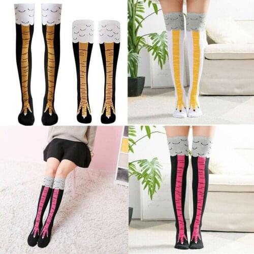 3D Funny Chicken Winter Autumn Women Girl Funny Chicken Leg Cluck Novelty Knee Thight High Socking Fitness Gift