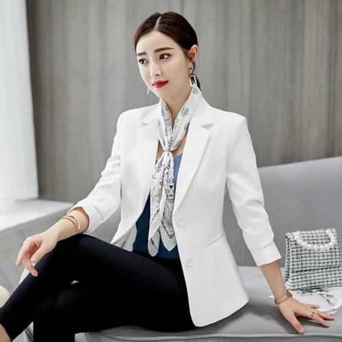 Womens shirt suit jacket single-breasted professional solid color ladies suit temperament commuter small suit spring and autumn