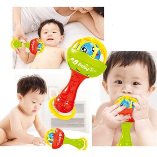 1pcs Fun games baby soft rubber teether rattle rod multi-functional baby rattle stick with teether baby hand holding toy