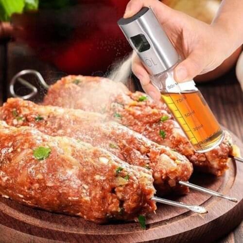 100ML Barbecue Kitchen Press Type Cooking Tool Oil Bottle With Graduations With Cleaning Tools For Cooking Olive Glass