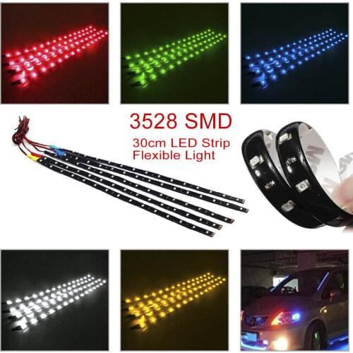 2 PCS LED strip SMD3528 Waterproof Flexible 30CM Red Green Blue White Warm white Super bright car Styling decor stickers lamp