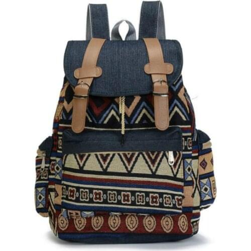 2021 Fashion High Quality Bohemian Backpacks Vintage Women Canvas Backpack Ethnic Travel Bags for Teen Girls Schoolbag Rucksack