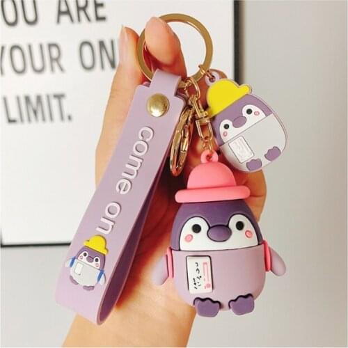 066B Cute Penguin Cartoon Doll Keychain Pendant Doll Key Chain for Women Bag Charms for Purse Wallet Key Rings Toys Children