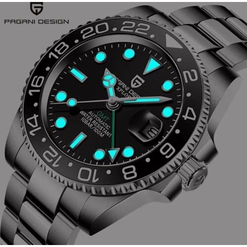 PAGANI Design 40MM GMT Automatic Mechanical Watch Mens Top Brand Luxury Mens Watches Fashion Stainless Steel Waterproof Watch