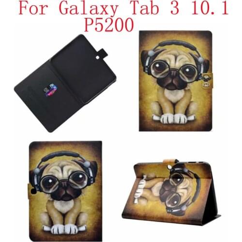 For Samsung Galaxy Tab 3 10.1 Case Leather Stand Smart Cover P5200 P5220 P5210 GT-P5200 Tablet Flip Kickstand Coque Cartoon