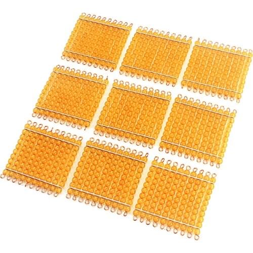 Baby Beads Math Toy 9Pcs Squares for Hundred 100 Golden Beads Montessori Materials Toys for Children Preschool Learning Students