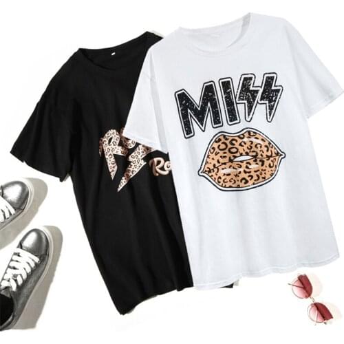 Letter Print T Shirt Women Short Sleeve Tops Women 2020 Animal Print Camisetas Mujer Manga Corta Casual Ladies Tops Streetwear