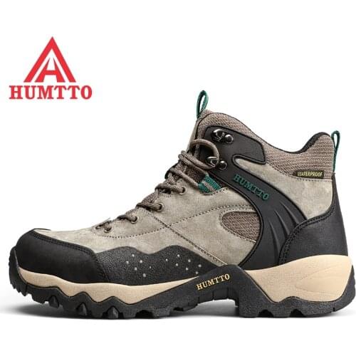 HUMTTO Mens Waterproof Hiking Boots Genuine Leather Outdoor Trekking Shoes Sports Sneakers Mountaineering Boots Walking Shoes