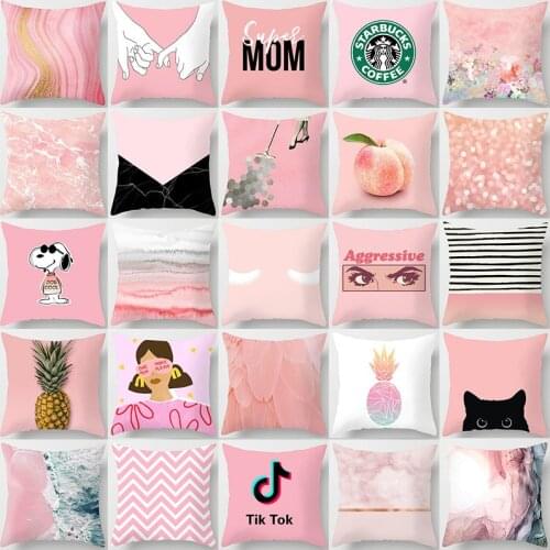 Hot Sale Pillow Case Simple Fashion Nordic Cute Girl Heart Pink Peach Leather Pillow Case Cushion Pillow Case Sofa Cushion