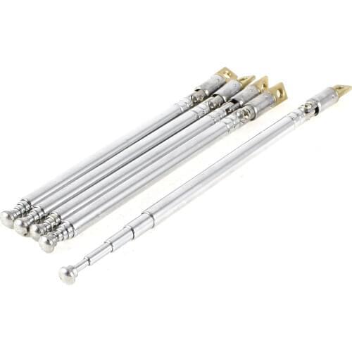 Top Deals 5 Pcs 32cm Length 5 Section Telescopic AM FM Radio Antenna 180 Degree
