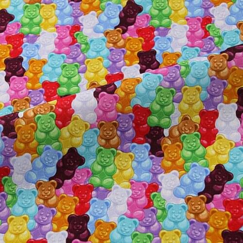 Cartoon Colorful Bears Print 100% Cotton Fabric for Tissue Sewing Quilting Fabric Needlework DIY Handmade Craft