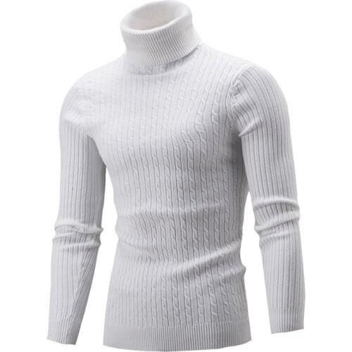 New Sweater Men Autumn Winter Mens Sweater Turtleneck Solid Casual Knitted Pullovers Comfortable Thick Sweater Male Brand
