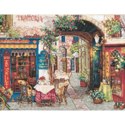 0-k-161 Verona Cafe Cross Stitch Set Cross-stitch Kit Embroidery Needlework Craft Packages Cotton Fabric Floss