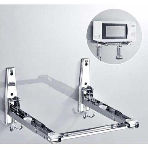 Stainless Steel Microwave Oven Bracket Wall-Mounted Kitchen Rack Telescopic Bracket Oven Rack