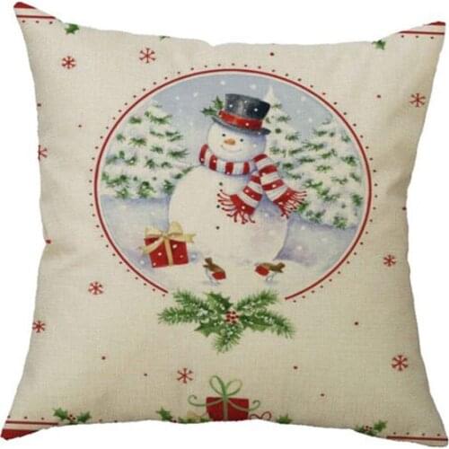 New Christmas Retro Cotton And Linen Pillowcase Pillowcase For Bedroom Comfortable And Clear Snowman Pillowcase For Hotel