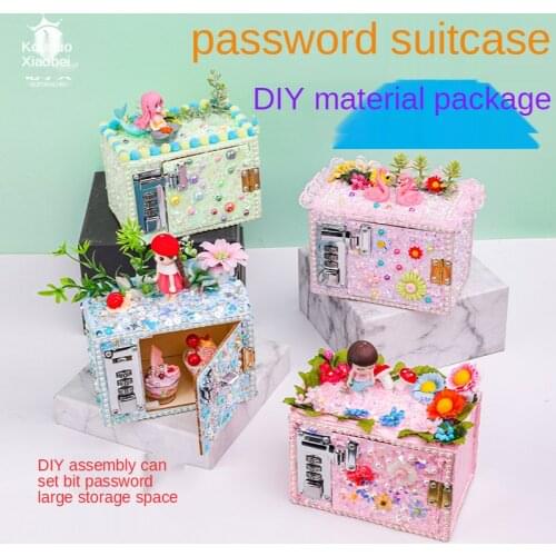 New Early Education Wooden Lockbox With Password Simulation Cream Glue Micro Landscape DIY Craft Toys For Children Gift Handmade