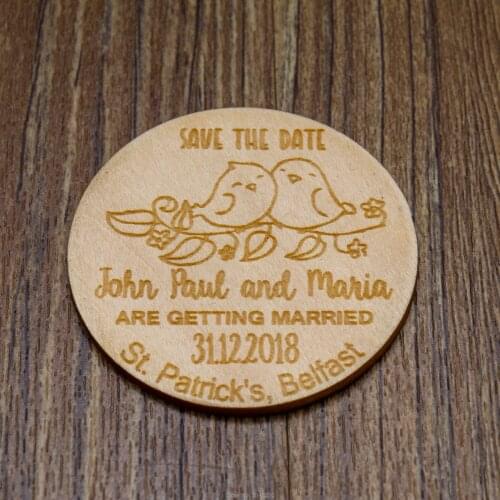 Personalized BIRDS LOVER save the date magnet, Wooden Kitty Save the Date,Wedding party favors gifts
