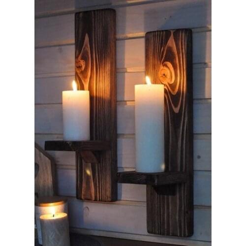 Candle holder 2'li Set Solid Wooden candle Holder Wall mounted candle and candlestick свеча и подсвечник vela y candelero