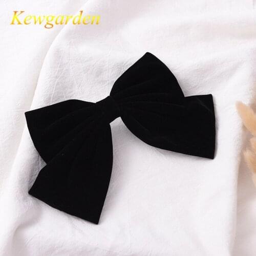 Kewgarden Childrens vintage velvet double big bow hair clip girls versatile sweet hair ornaments 4pcs