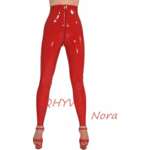 Sexy Latex Women Pants Exotic Handmade Women Trousers New Style Fetish Latex Femals Rubber Latex Pants Crotch Zip