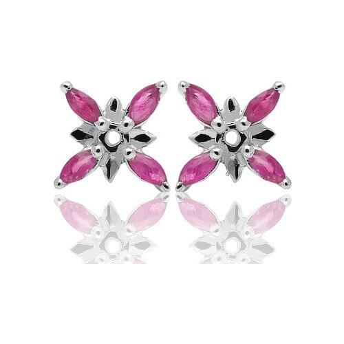 CoLife Jewelry Fashion Silver Gemstone Stud Earrings 2mm*4mm Natural Ruby Earrings for Party 925 Silver Ruby Stud Earrings