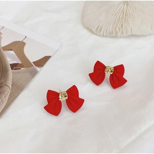 Black bow stud earrings 2020 trend fashion sweet candy color earrings female cute elegant exquisite female Jewelry Earrring