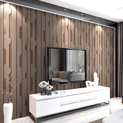 Modern 3D Stereoscopic Vertical Stripes Non-woven Wallpaper Breathable Wear-resistant Thicken 10m Length Background Wall Papers