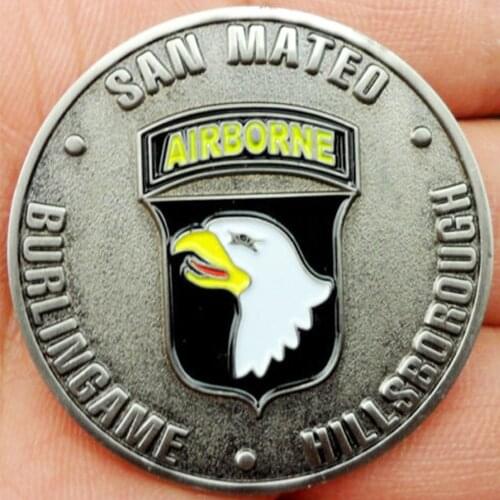US 101ST AIRBORNE EAGLE BURLINGAME SAN METEO HILLSBOROUGH BASTOGNE CHALLENGE COMMEMORATIVE COIN