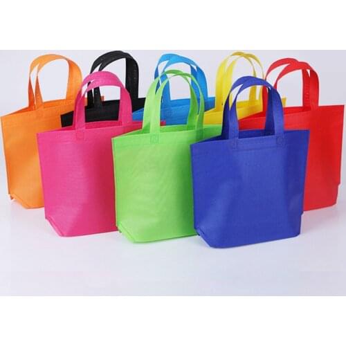Gift Tote Bags 10PCS Multi-use Solid Color Non-woven with Handles Kids Birthday Party Favor DIY Craft Treat Shopping Bag Gift
