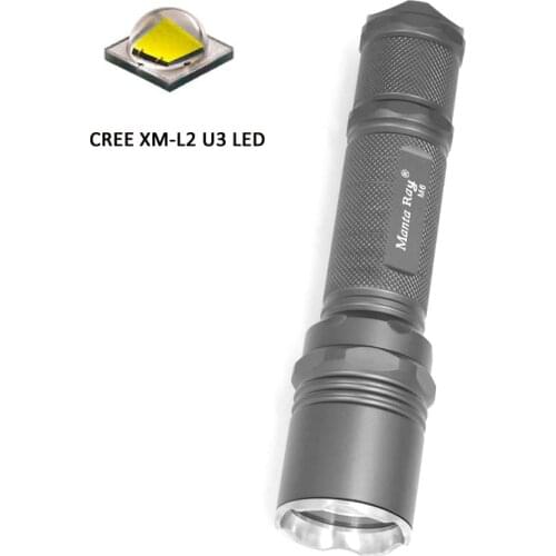 Super Brightness Titanium Alloy Manta Ray M6 Cree XM-L2 3 Modes 1200 Lumens Led Flashlight with Stainless Steel Head (1* 18650 )