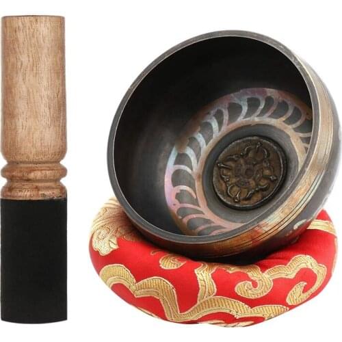 Tibetan Singing Bowl Set with New Dual-End Striker & Cushion Handcrafted in Nepal for Yoga Spiritual Healing Heart Peace