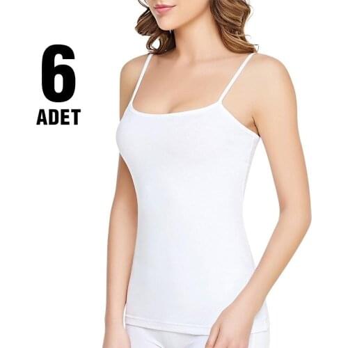 Tutku Kadın Elastan İp Askılı Siyah Atlet 6'lı